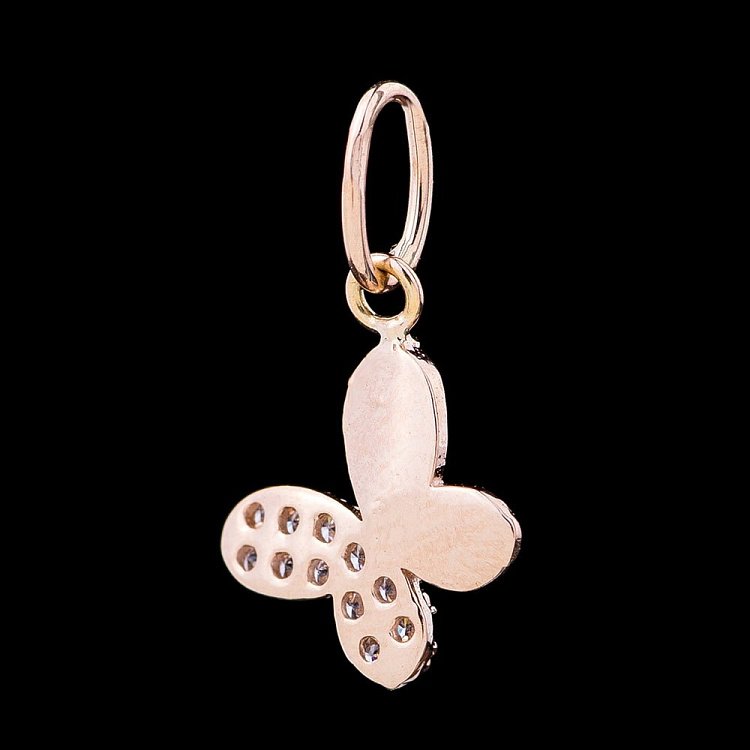 Золота підвіска "Метелик" з фіанітами п02717 від ювелірного магазину Онікс - 1