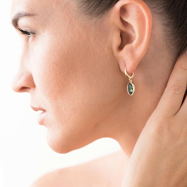 Золотые серьги с зеленым кварцем 14048690к от ювелирного магазина Оникс - 4