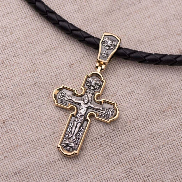 Срібний хрест "Розп'яття" з позолотою 132472 від ювелірного магазину Онікс - 5