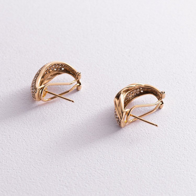 Золотые серьги с бриллиантами кит0590 от ювелирного магазина Оникс - 4