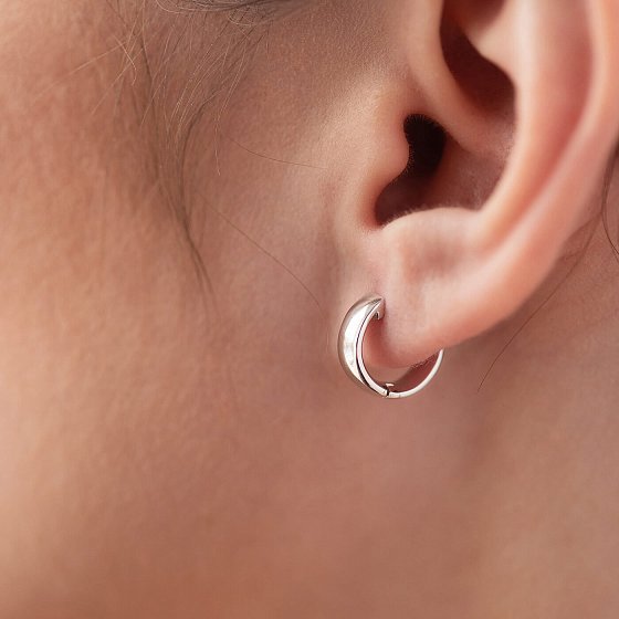 Серьги - кольца в белом золоте с08361 №5
