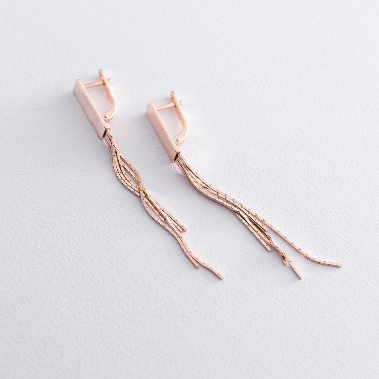 Сережки "Лаконічність" в червоному золоті с06869 від ювелірного магазину Онікс