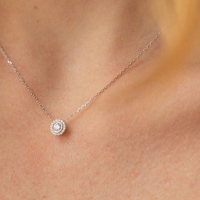 Кольє з діамантами (біле золото) 739491121 №4