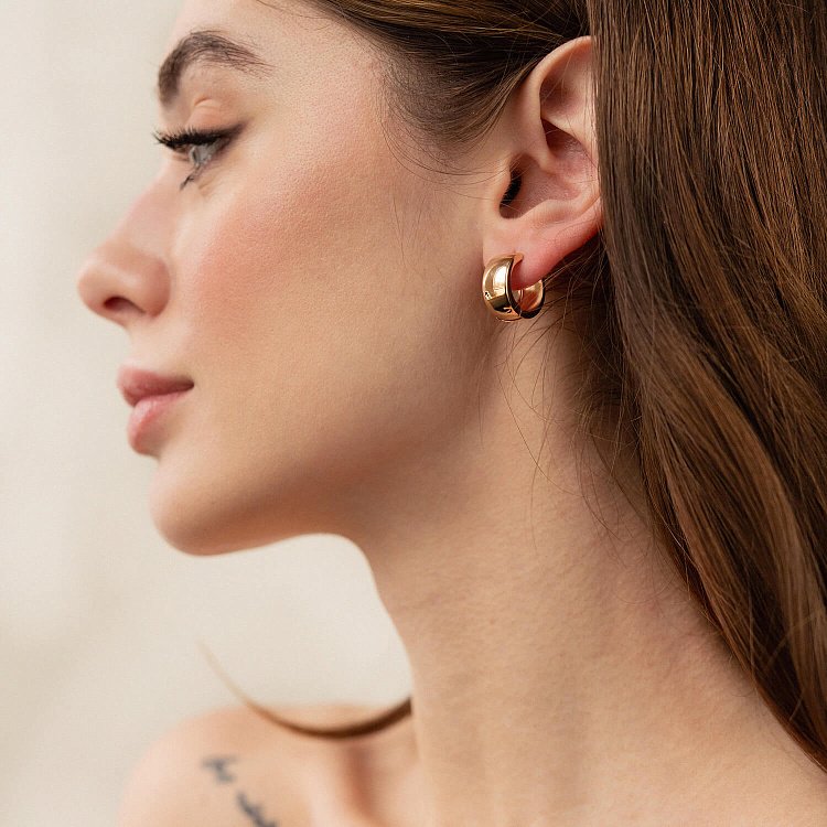 Серьги - кольца в красном золоте с08181 от ювелирного магазина Оникс - 2