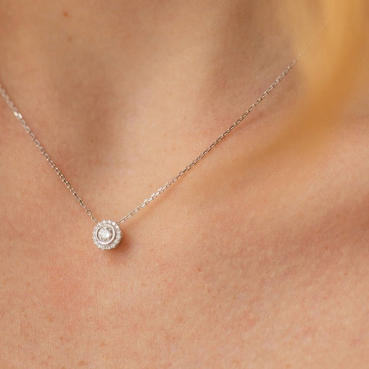 Кольє з діамантами (біле золото) 739491121 від ювелірного магазину Онікс - 3