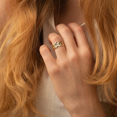 Широкое золотое кольцо "Catalina" к08183 №11