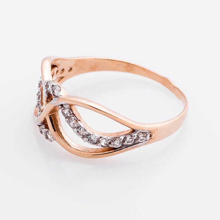 Золота каблучка (фіаніти) к01299 від ювелірного магазину Онікс - 1