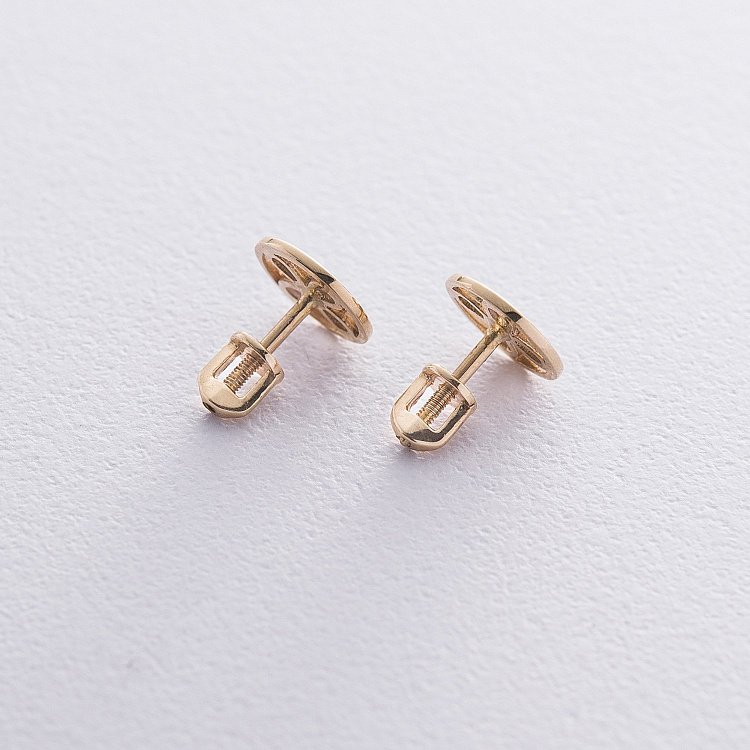 Золотые серьги - пусеты "Клевер" с06453 от ювелирного магазина Оникс - 4