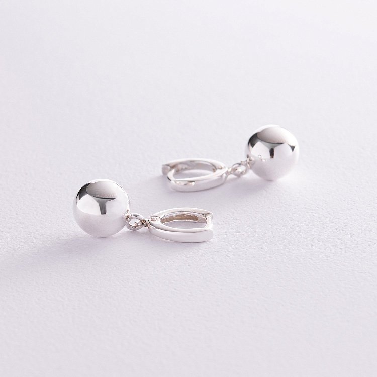 Серебряные серьги "Шарики" 121990 от ювелирного магазина Оникс - 2
