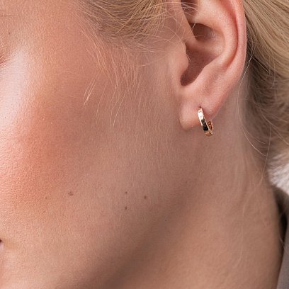 Золотые серьги - кольца с фианитами с07800 №6