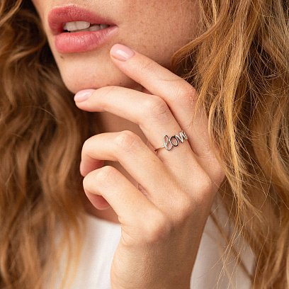 Каблучка "Love" у білому золоті к07094 №3