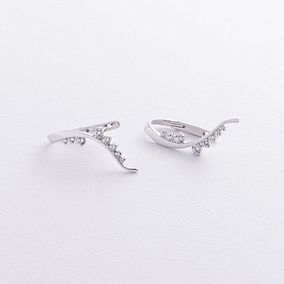 Сережки "Гілочки" з фіанітами (біле золото) с04335 №3