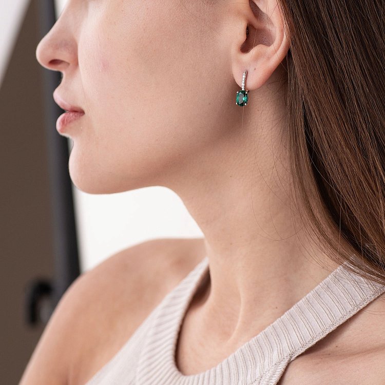 Серебряные серьги с кварцом и фианитами 2923/9р-QGR от ювелирного магазина Оникс - 1