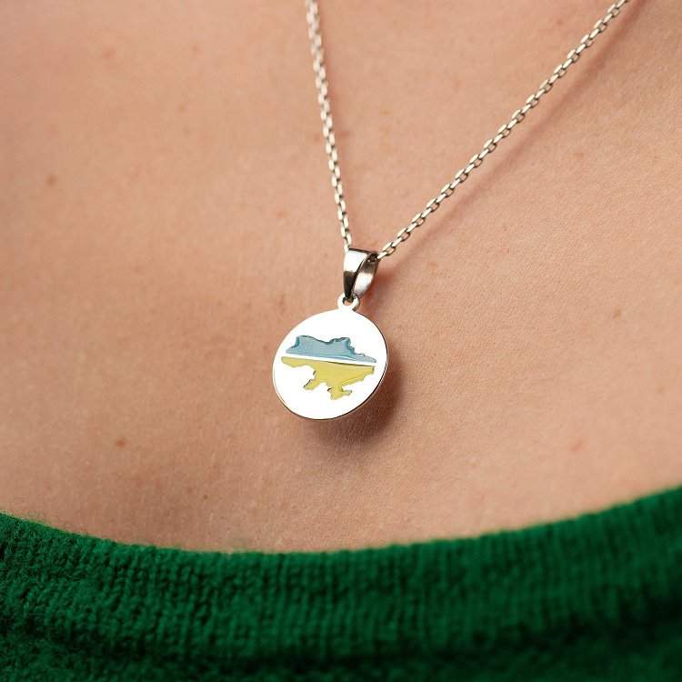 Срібне кольє "Карта України" з емаллю 940 від ювелірного магазину Онікс - 1