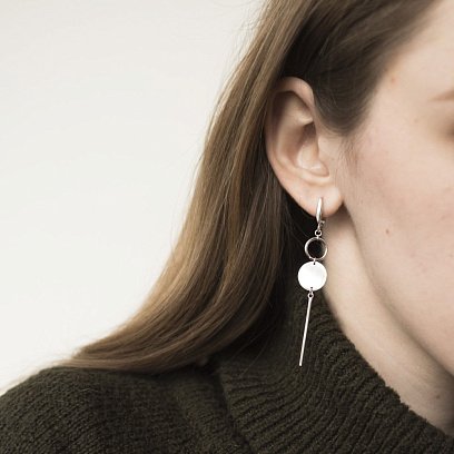 Срібні сережки "Геометрична гармонія" 122390 №2