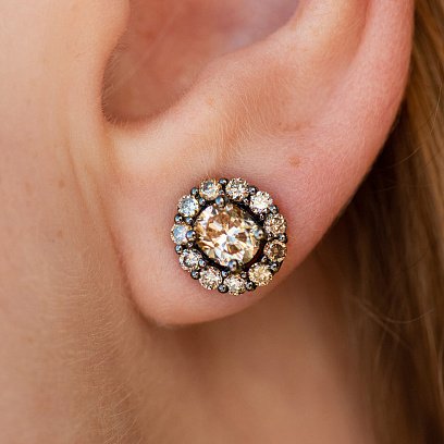 Золоті сережки - пусети з діамантами сб0491cha №6