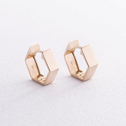 Серьги "Шестиугольники" в желтом золоте с08393