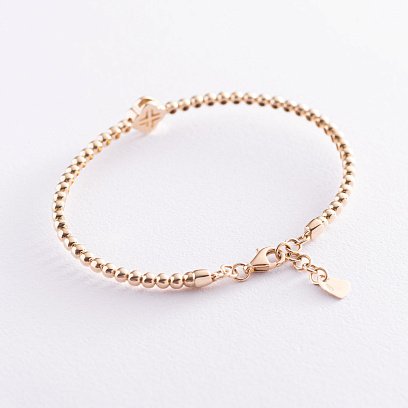 Кульковий золотий браслет "Конюшина" (фіаніт) б04502 №3