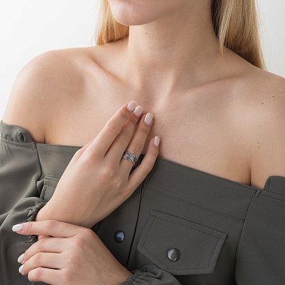 Срібна каблучка "Пір'їнка" 111715 №4