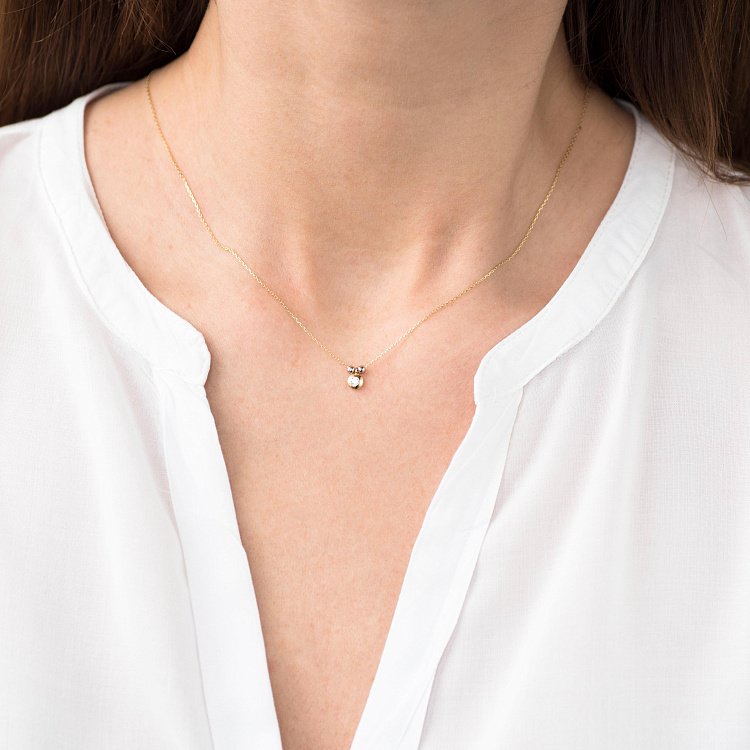 Золоте кольє з фіанітом кол01244 від ювелірного магазину Онікс