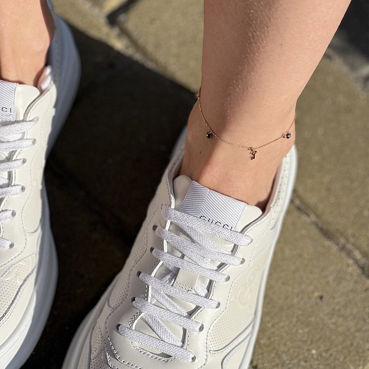 Золотой браслет "Ключики" на ногу (фианиты) б04880 от ювелирного магазина Оникс - 6