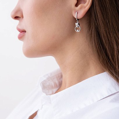 Сережки "Пантери" в білому золоті (фіаніти) с07473 №3