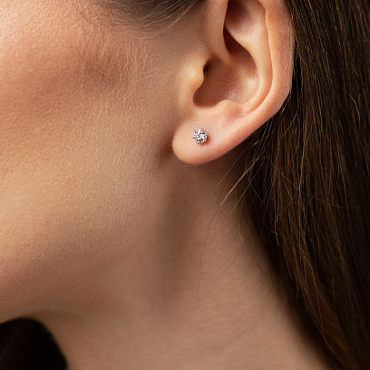 Сережки - пусети в білому золоті (діаманти) сб0735м №4