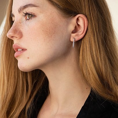 Золотые серьги - кольца (бриллианты) сб0492gm №2