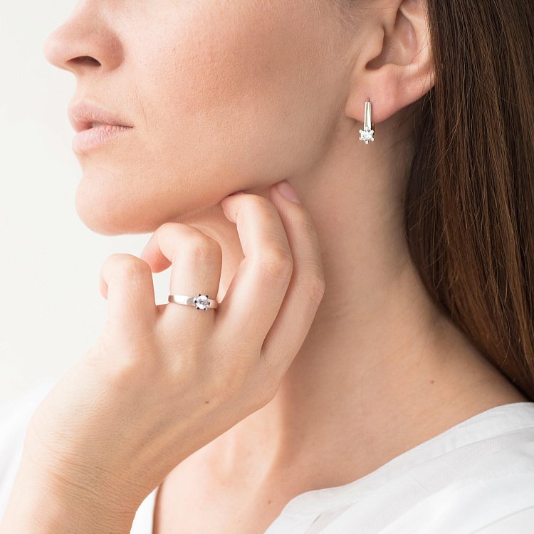 Золота заручальна каблучка з фіанітом к05696 від ювелірного магазину Онікс - 3