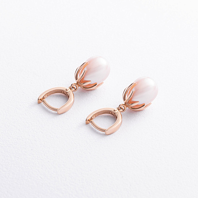 Золотые серьги с жемчугом с08753 №3