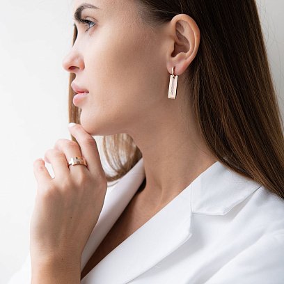 Серьги в красном золоте с фианитами с07162 №2