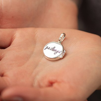 Серебряный кулон "Сердечко. I love you" для фотографии (чернение) 7346 №4