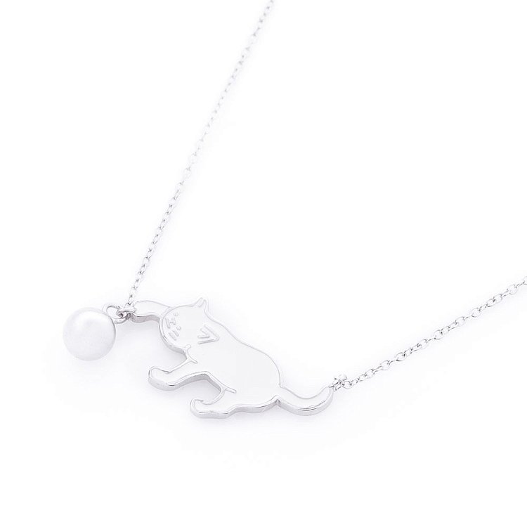 Серебряное колье с кошкой (эмаль) 18812 от ювелирного магазина Оникс