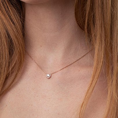 Золотое колье "Сердечко" с фианитами кол02095 №2