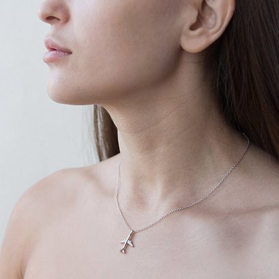 Серебряное колье "Самолет" 18926 №4