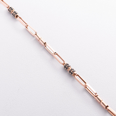 Золотий браслет "Lucile" (чорні фіаніти) б05839 №3