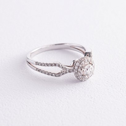 Каблучка в білому золоті з діамантами к322d №3