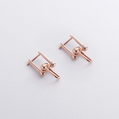 Серьги "Фантазия" в красном золоте (mini) с09516 №2