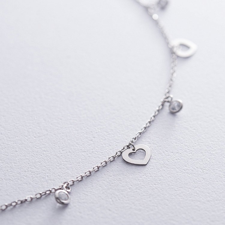 Срібне кольє Сердечка з фіанітами 18876 від ювелірного магазину Онікс - 2