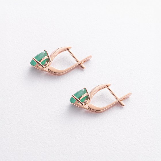 Золотые серьги с изумрудами 22746 №3