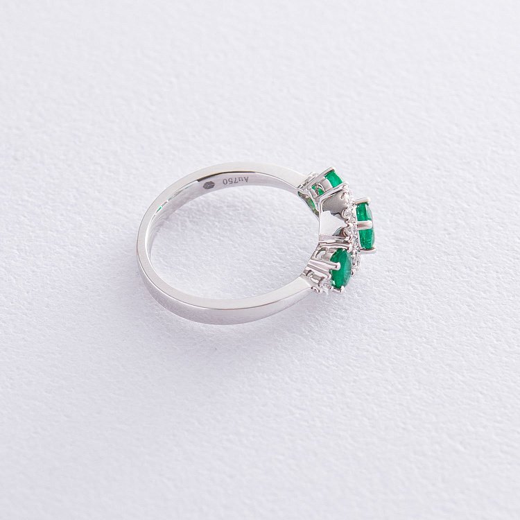 Золотое кольцо с изумрудами и бриллиантами DR13935Echa от ювелирного магазина Оникс - 2