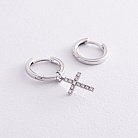 Золотые серьги - кольца с крестиком (бриллианты) 316251121 от ювелирного магазина Оникс - 1