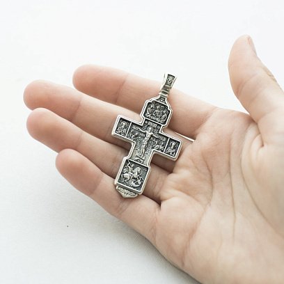 Серебряный крест с чернением 132694 №4