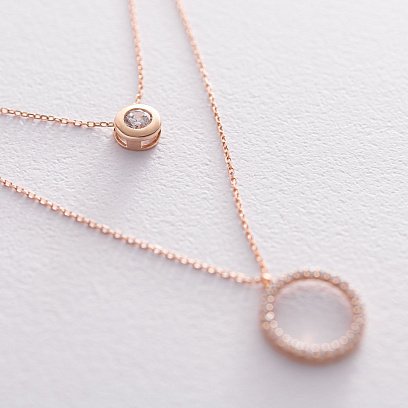 Подвійне золоте кольє "Ханна" з фіанітами кол01862 №2