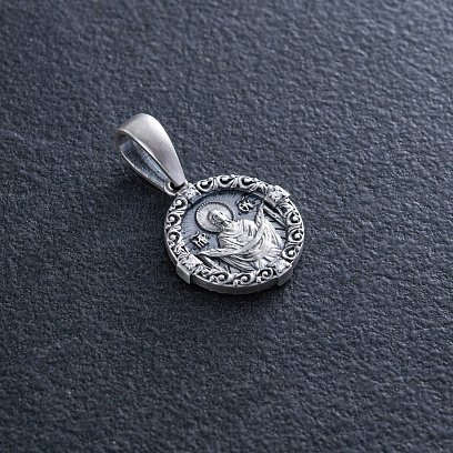 Серебряная ладанка "Икона Божьей Матери. Спаси и Сохрани" (на укр. языке)  лду-1