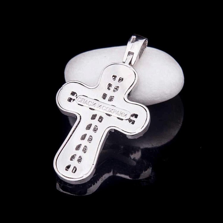 Золотой крестик с фианитами п02253 от ювелирного магазина Оникс - 1