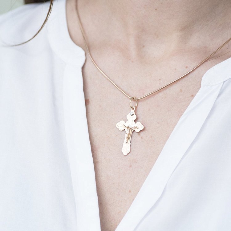 Золотий православний хрестик п02288 від ювелірного магазину Онікс - 2