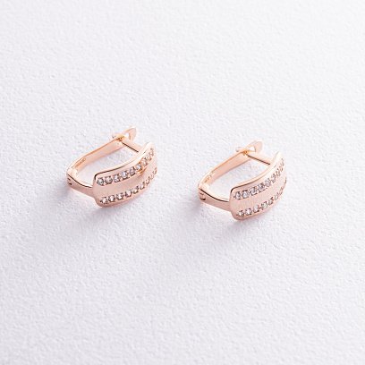 Детские золотые серьги с фианитами с05415 №3