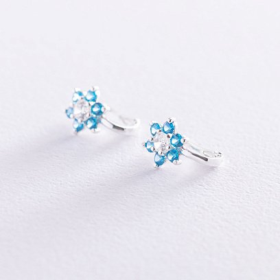 Сережки дитячі "Квіточки" (фіаніт) 12831 №2