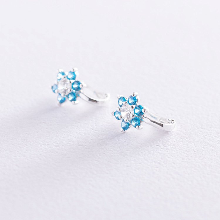 Сережки дитячі "Квіточки" (фіаніт) 12831 від ювелірного магазину Онікс - 1